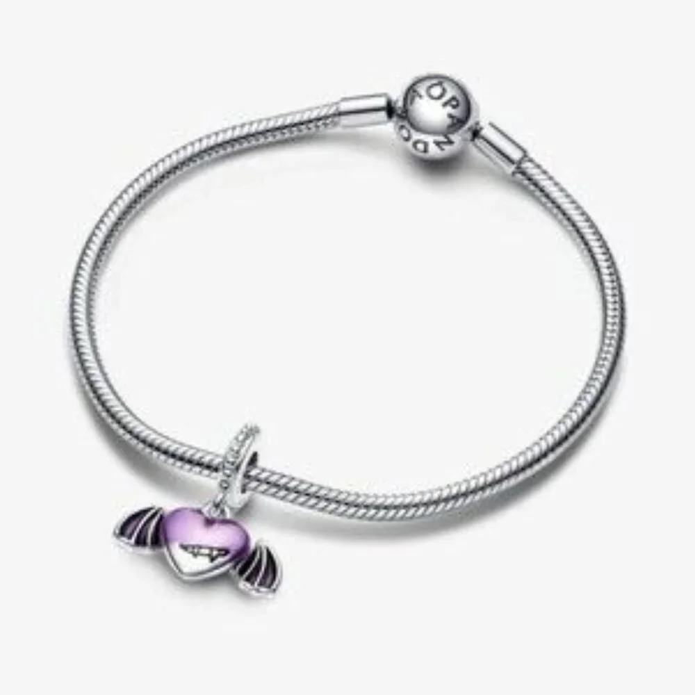 Pandora S925 Silverale Vampire Winged Heart Dangle Charm